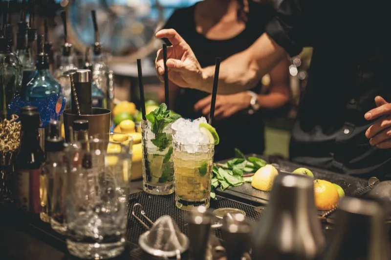 Cocktails at the bar